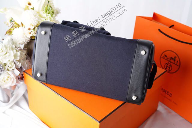 Hermes包包 愛馬仕新款Birkin包 帆布拼接滑皮Swift Cargo布包 男女同款通用  am2107
